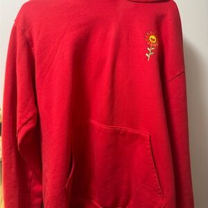 Red Floral Embroidered Women's Hoodie